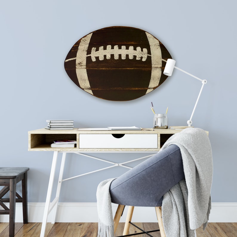 Wood Football Cutout Football Bedroom Wall Decor Rustic Etsy