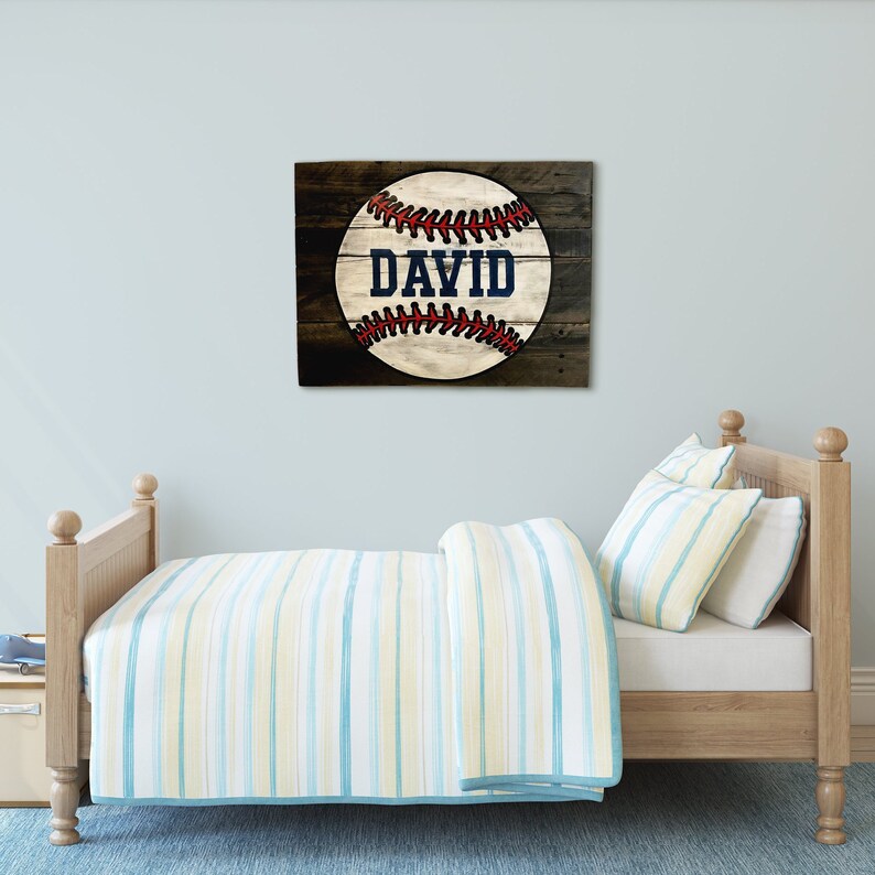 Wood Baseball Name Sign Baseball Nursery Decor Baseball Etsy