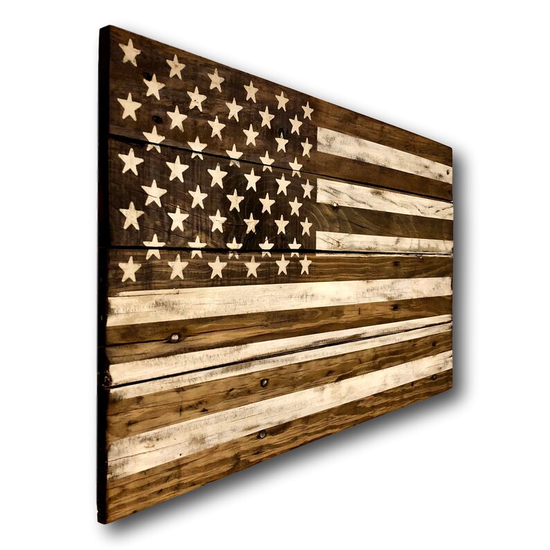 Wood American Flag Rustic Home Decor Reclaimed Wood Flag Etsy