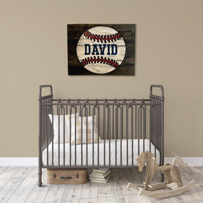 Wood Baseball Name Sign Baseball Nursery Decor Baseball Etsy