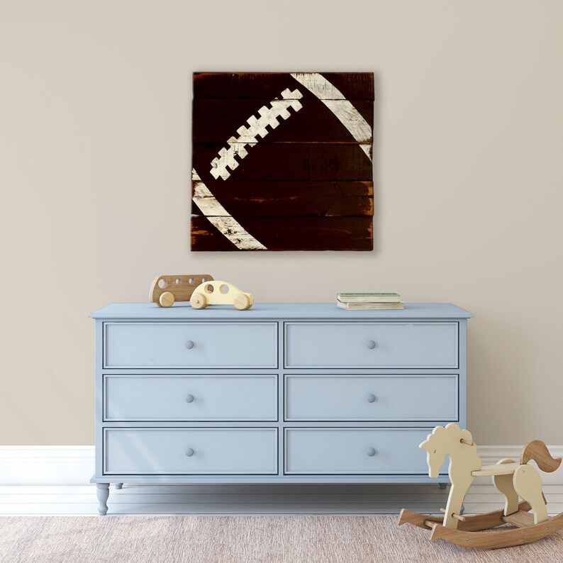 Wood Football Sign Football Nursery Decor Rustic Football Etsy