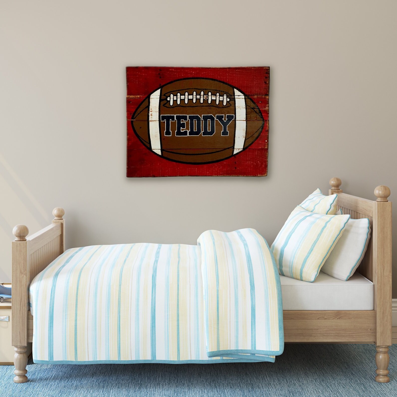 Football Wall Art Football Nursery Decor Boy Name Sign Etsy