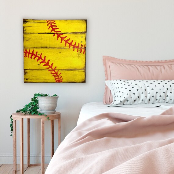 Wood Softball Sign Softball Bedroom Decor Softball Wall Art Softball Player Gift Softball Gift Coach Gift Sports Bedroom Decor