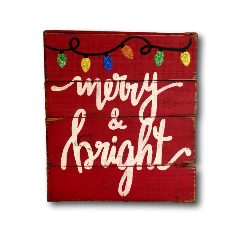 Merry and Bright Christmas Sign Christmas Mantel Decor Etsy