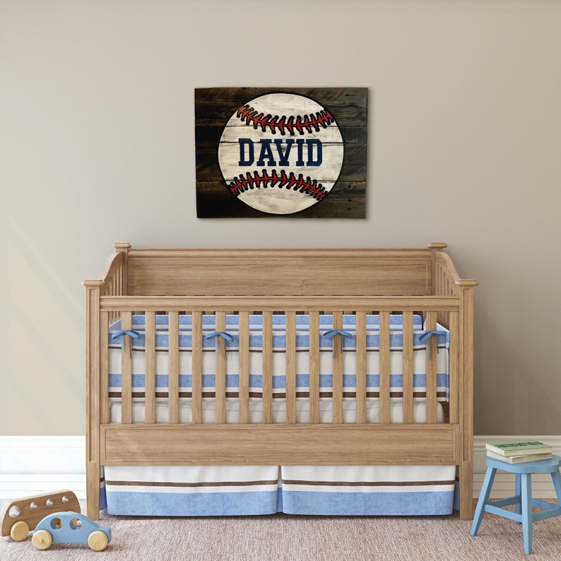 Wood Baseball Name Sign Baseball Nursery Decor Baseball Etsy