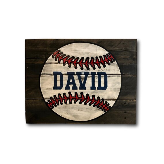 Wood Baseball Name Sign Baseball Nursery Decor Baseball Etsy