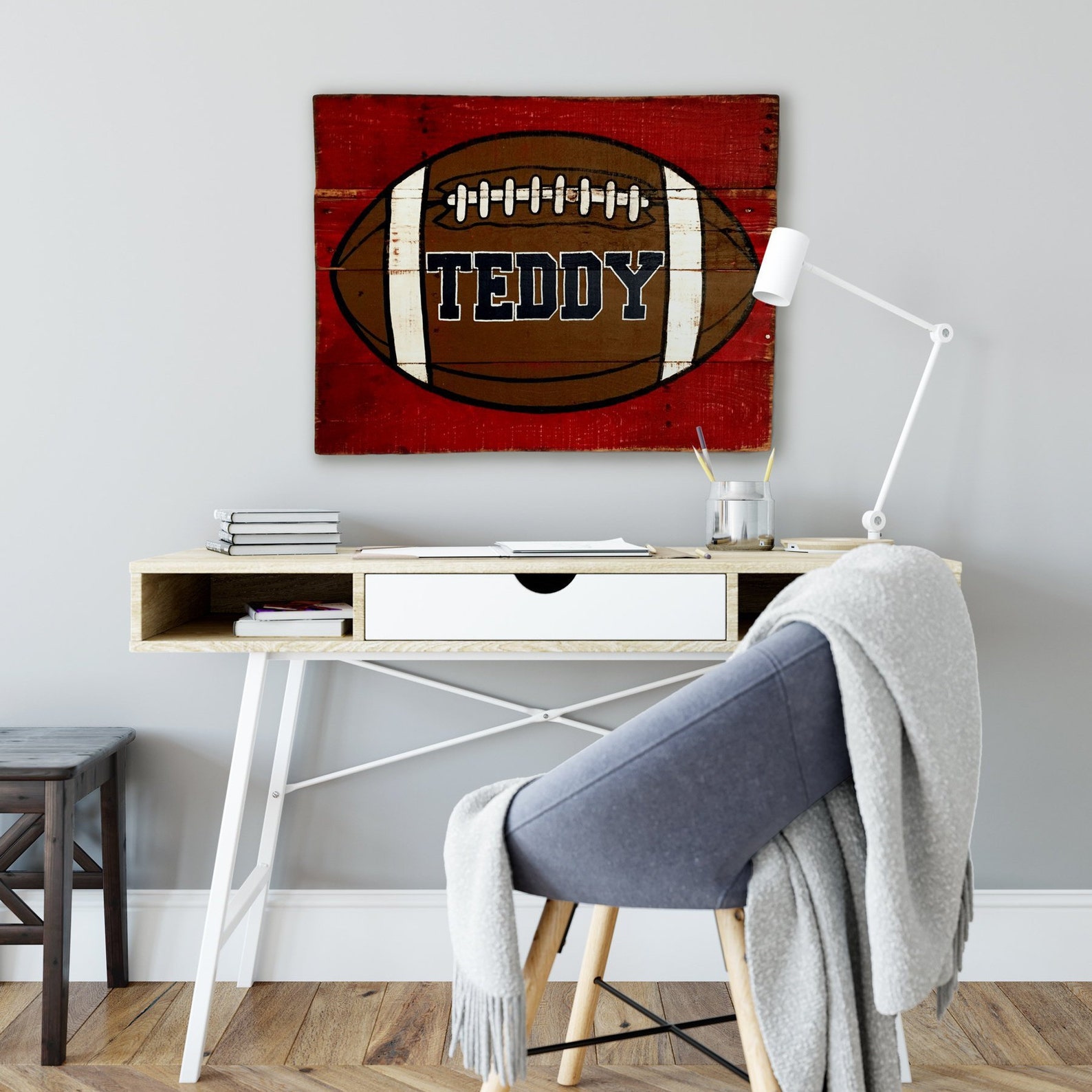 Football Wall Art Football Nursery Decor Boy Name Sign Etsy