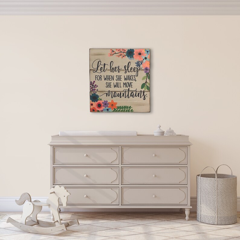 Let Her Sleep for When She Wakes Wall Art Floral Nursery Etsy