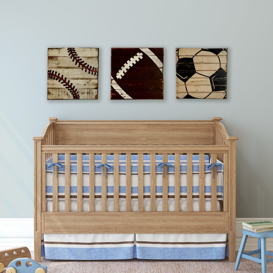 Wood Football Sign Football Nursery Decor Rustic Football Etsy
