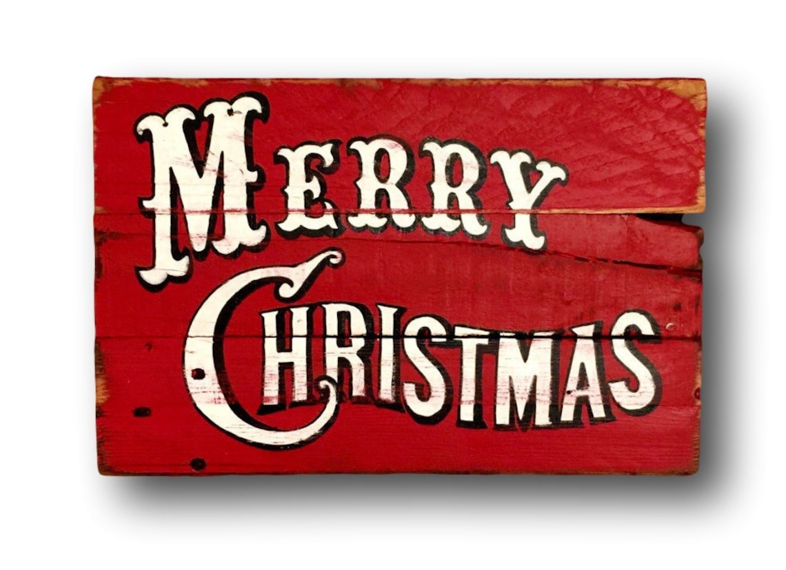 Vintage Merry Christmas Sign Christmas Decorations Old | Etsy