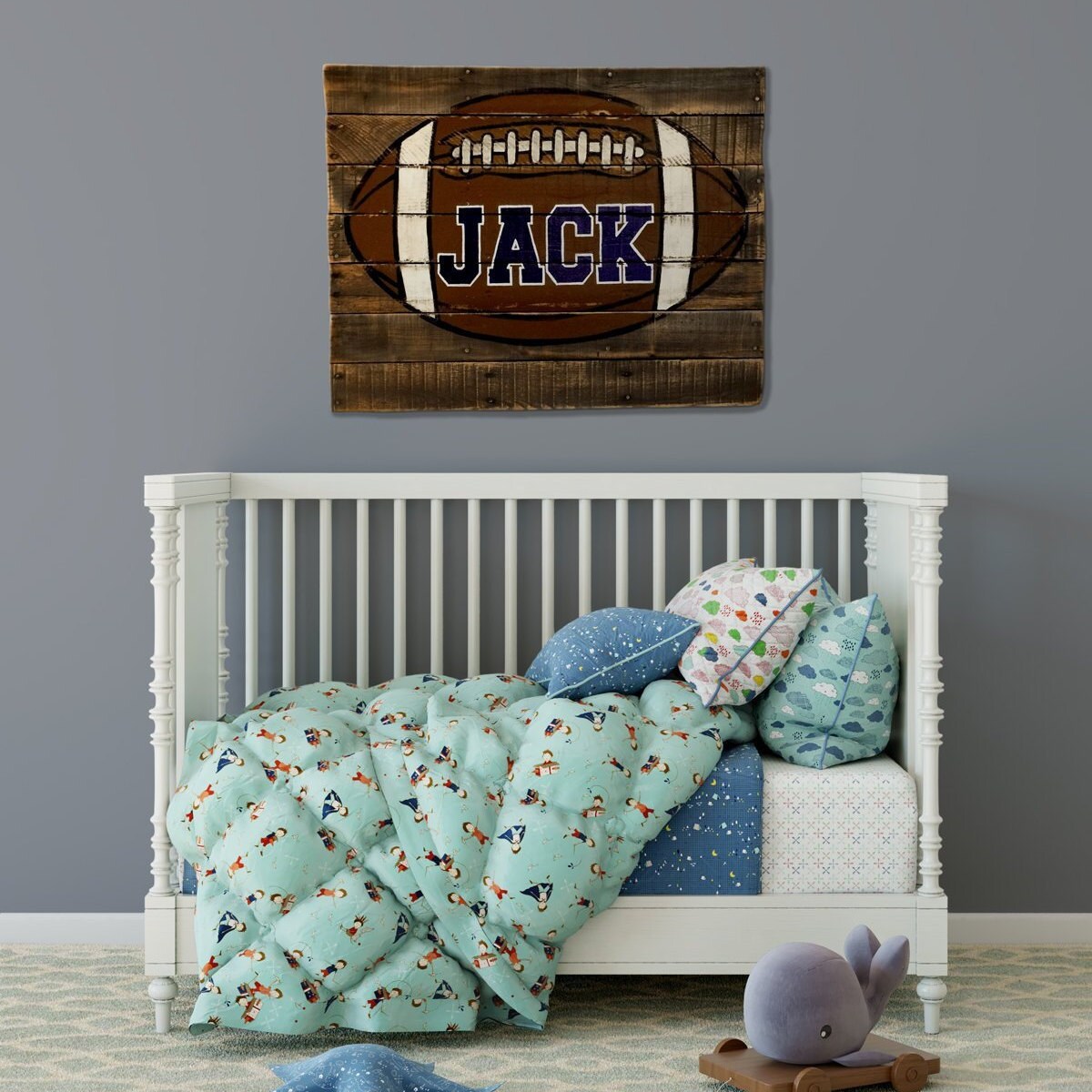 Football Wall Art Football Nursery Decor Boy Name Sign Etsy