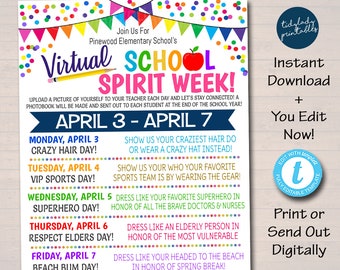 Spirit Week Template Etsy
