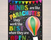 Minds Are Like Parachutes School Counselor Poster Teen Tween