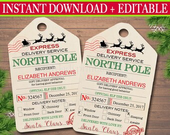santa gift tag etsy