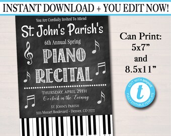 recital invitation etsy