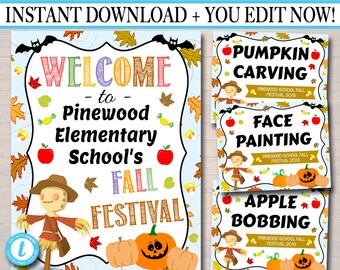 fall festival signs etsy fall carnival flyer