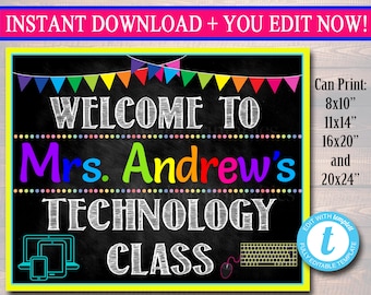 Computer Lab School Sign Classroom Decor Teacher Door Sign Etsy