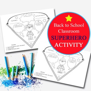 Attività di classe dei supereroi STAMPABILE, DOWNLOAD IMMEDIATO, Aula dei supereroi, Fogli di lavoro dei supereroi per insegnanti elementari, Banner dei supereroi