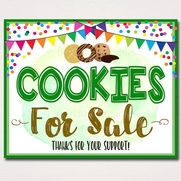 Cookie Booth Sign, Cookies Sold Here, Printable Cookie Drop Banner, Cookie Booth Poster, Cookie Sale, INSTANT DOWNLOAD Fundraiser Booth