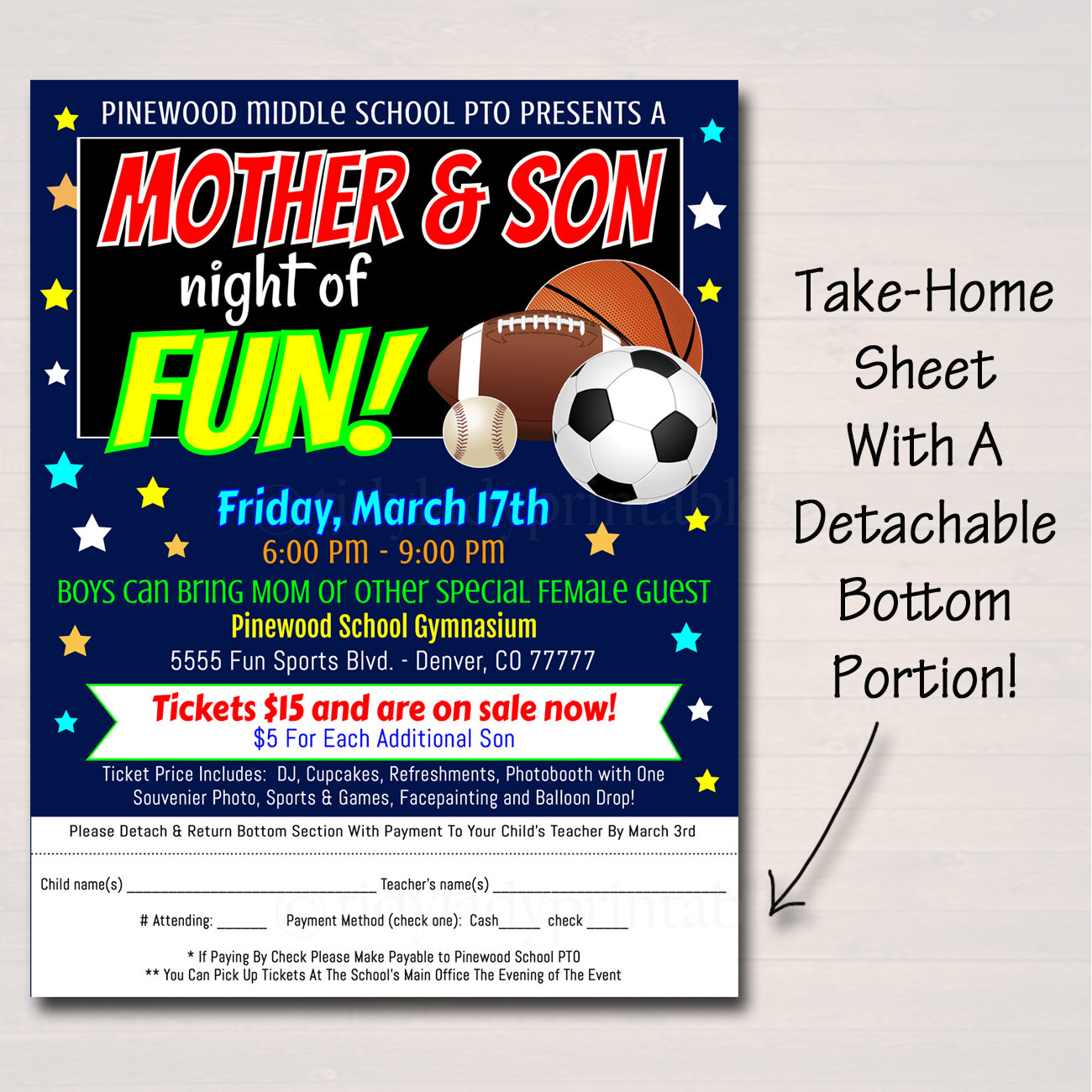 EDITABLE Mother Son School Dance Set Dance Flyer Party Sports Etsy