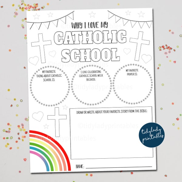 Catholic School's Week Printable Worksheet, Classroom Teacher Student Activity, Reasons I love Catholic Schools Week Coloring Page PRINTABLE