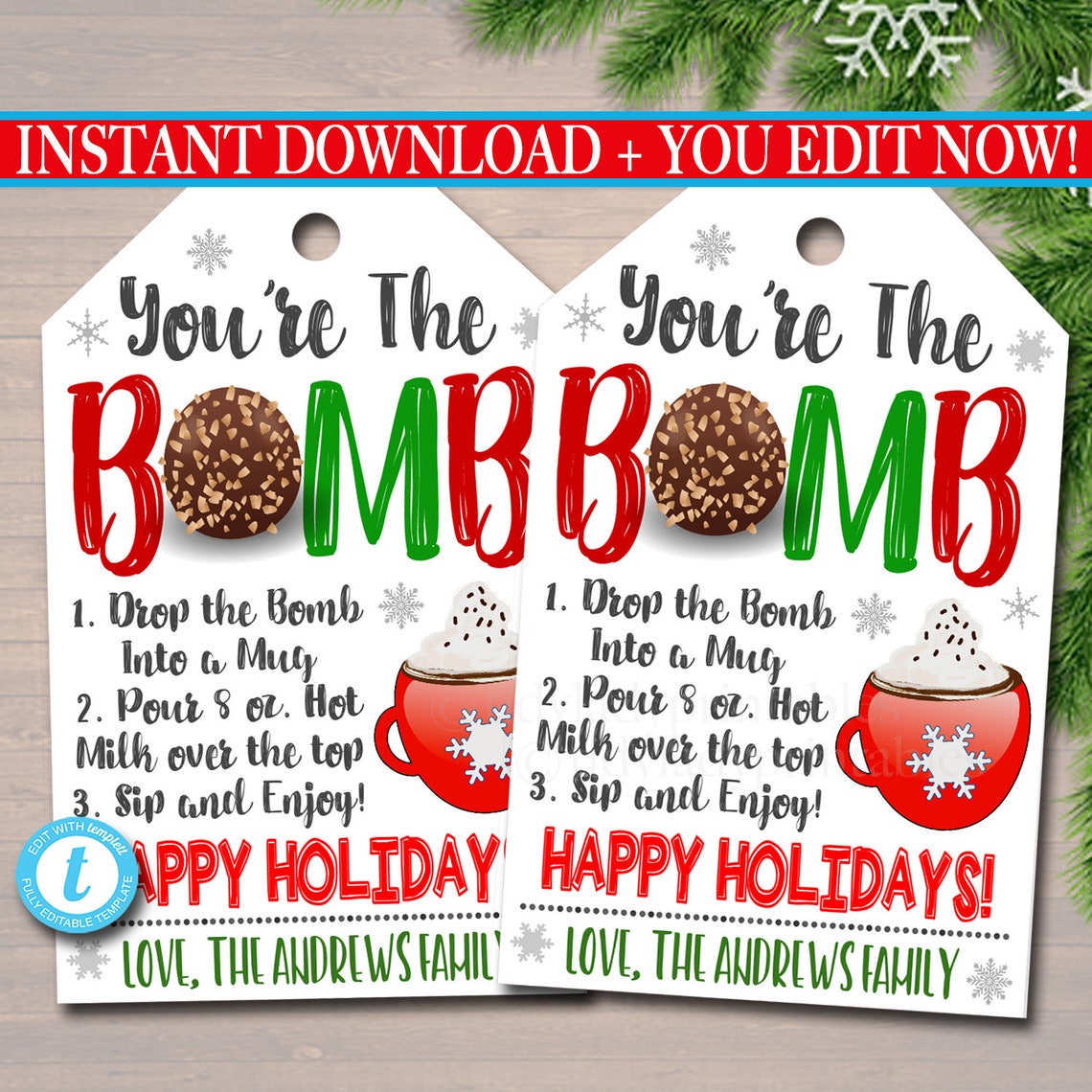 Christmas Gift Tag You re The Bomb Hot Chocolate Cocoa Etsy christmas-gift-tag-you-re-the-bomb-hot-chocolate-cocoa-etsy