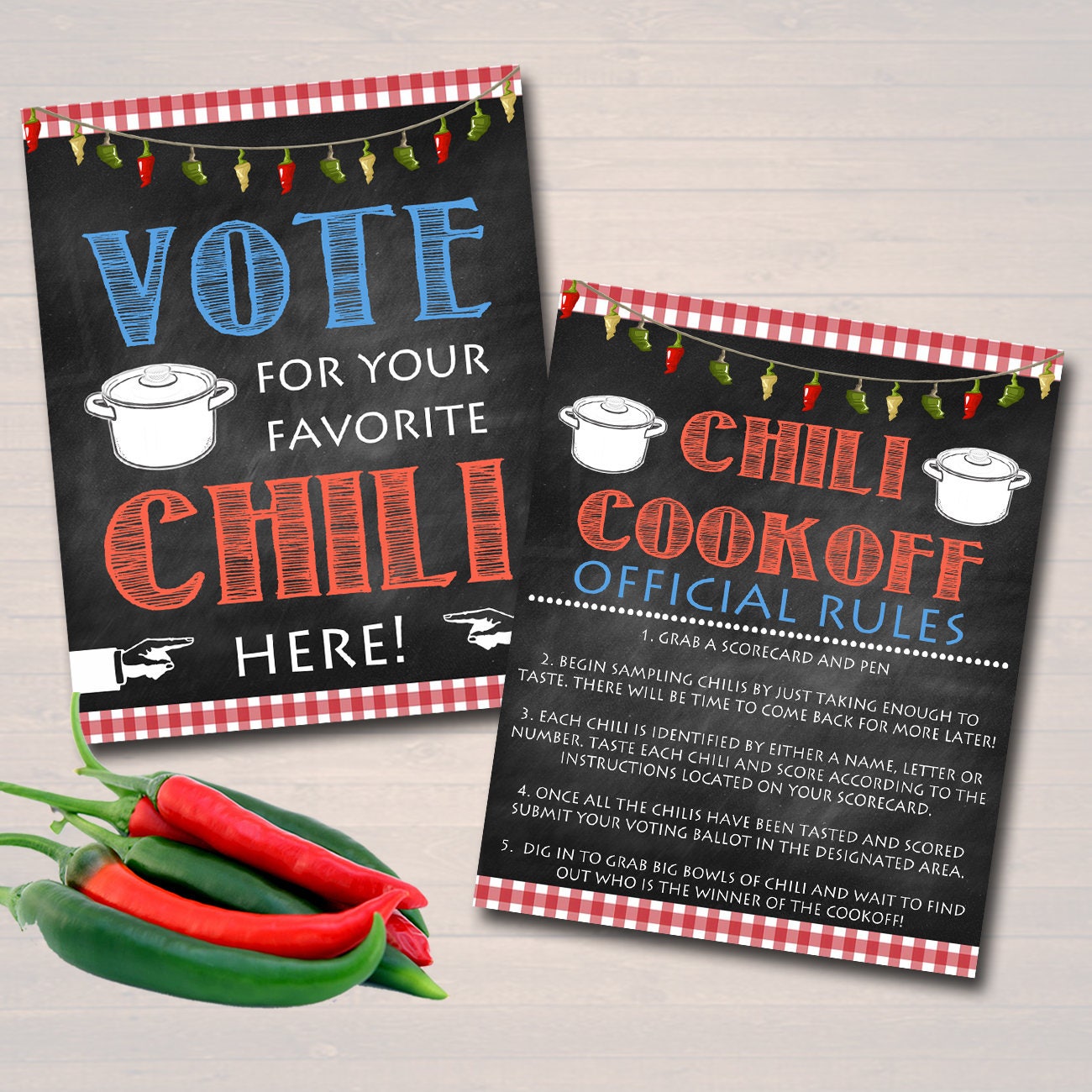 Chili Cookoff Voting Party Signs Picnic Decor Digital BBQ Etsy