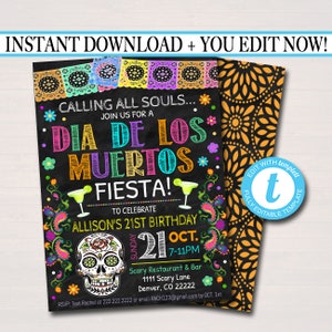 EDITABLE Dia De Los Muertos Halloween Parejas Novias Ducha Fiesta Invitación, Boda Bachelorette Invitar Esqueleto Cumpleaños DESCARGA INSTANTÁNEA
