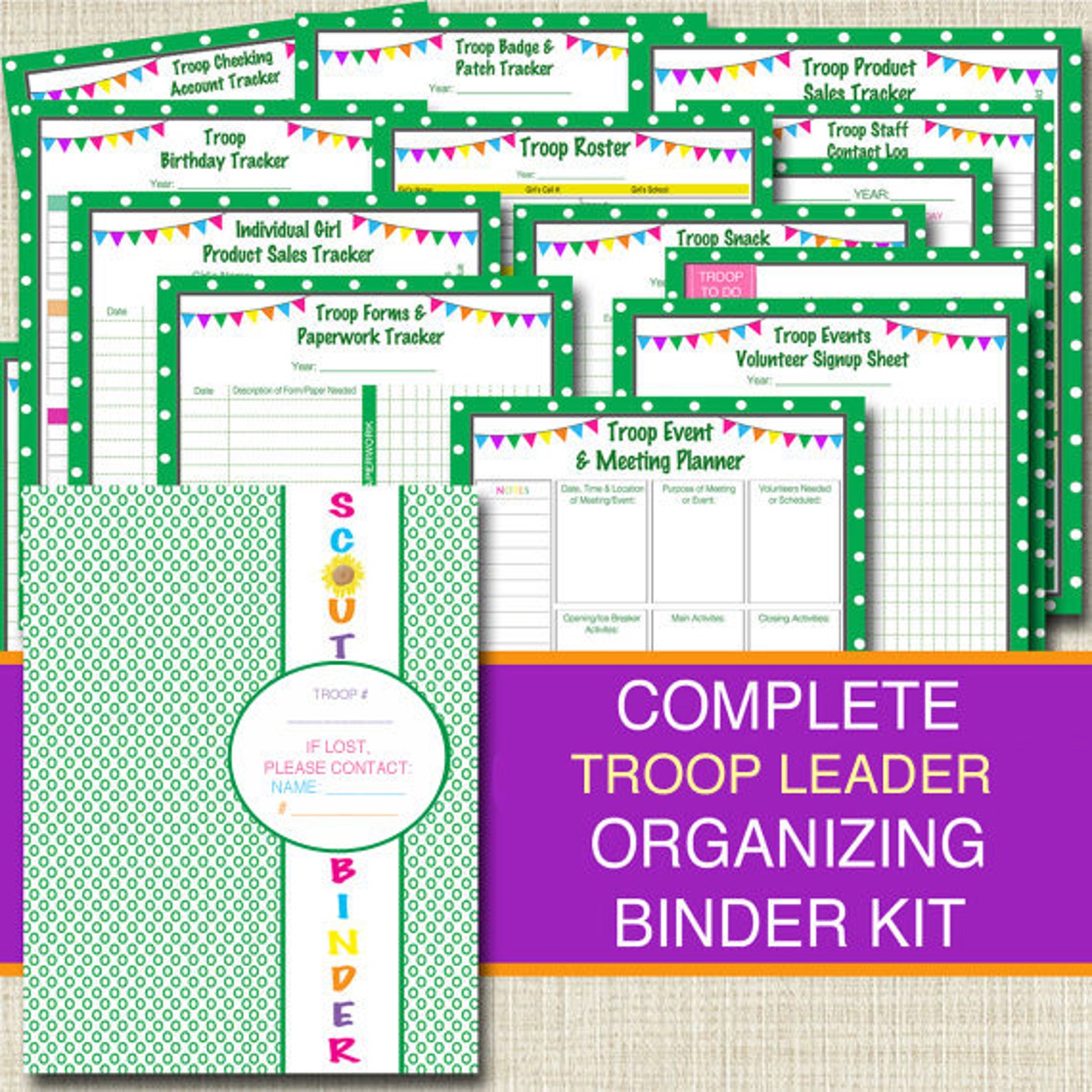 Organizing Binder Kit INSTANT DOWNLOAD Troop Leader Forms | Etsy