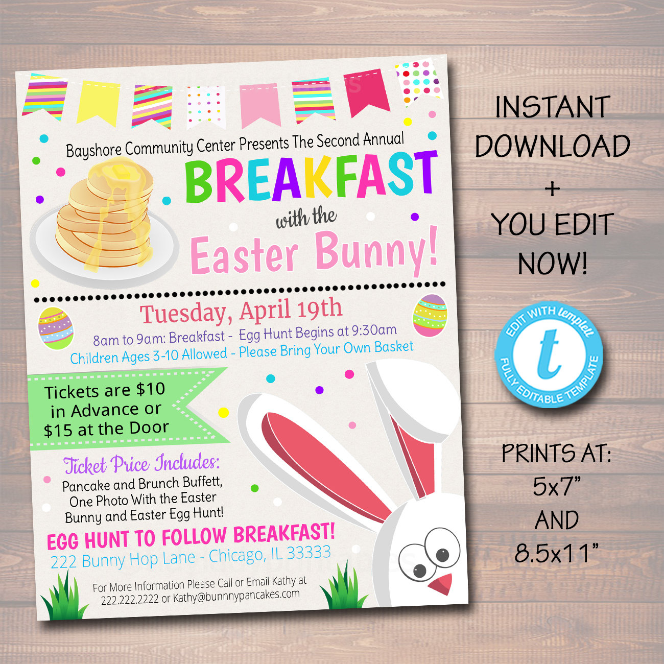 EDITABLE Easter Brunch Egg Hunt Flyer Printable Invite Party - Etsy Sweden