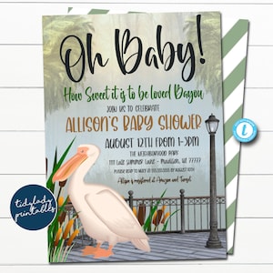 Louisiana Bayou Baby Shower Invitation, Bayou Theme Invite, Gender Neutral, Editable Baby Shower Coed Couples Shower, EDITABLE TEMPLATE