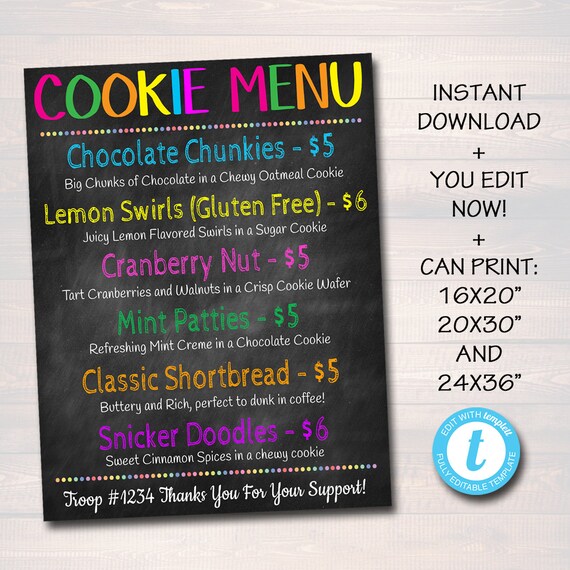 EDITABLE Cookie Booth Sign, Digital File, Troop Leader, Cookie Banner