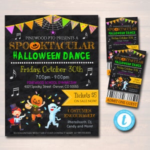 EDITIERBARE Halloween Schule Tanz Set Schultanz Flyer Party einladen, Kirche Community Event, Benefiztanz, pto pta, INSTANT DOWNLOAD
