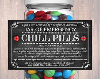 Chill Pills Label, Chalkboard Label Gag Gift Professional Office Gift, Christmas Gift, Birthday Gift, Boss Gift, Cowork Gift Printable Label