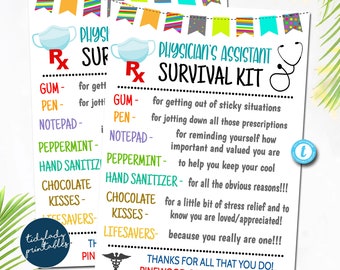 Physician Assistant Survival Kit Gift Tags: Editable Template (Digital Download)