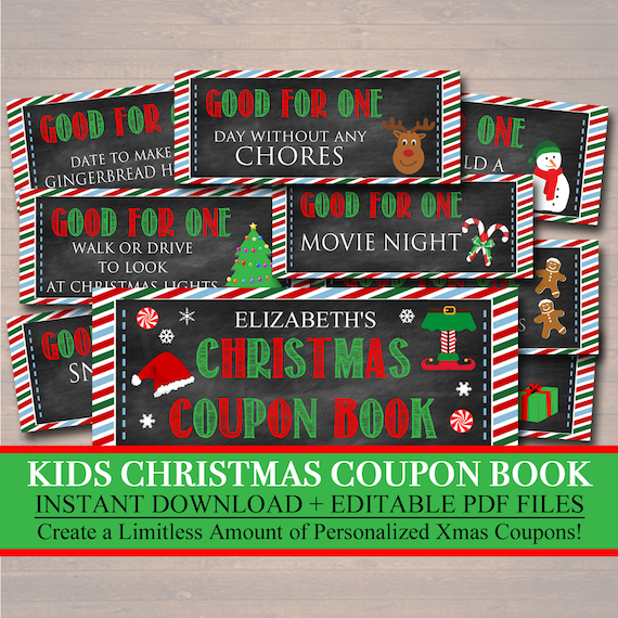 editable kids christmas coupon book instant download etsy create coupon book