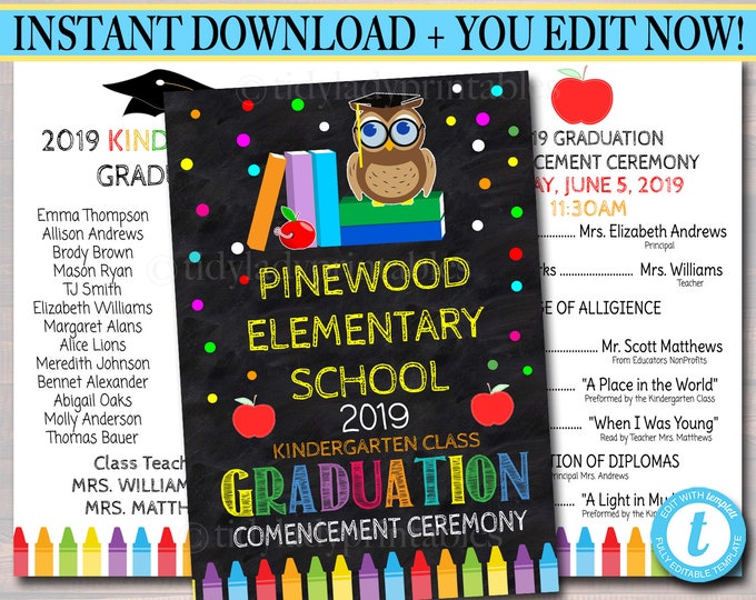 Primary School Graduation Program EDITABLE Graduation Ceremony Program Template, Preschool, Pre-k ...