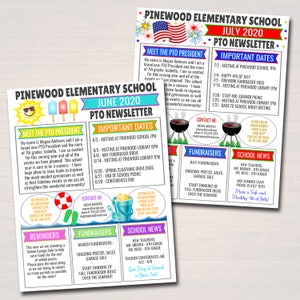 Yearly Pto Pta Newsletter Template Set, Classroom Printable Handout Flyer, Seasonal School Year Meeting Agenda Organizer, EDITABLE Template image 2