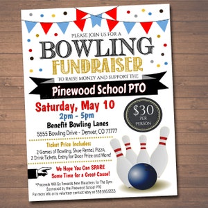 Editable Bowling Fundraiser Flyer: School Event Poster (Digital Download)