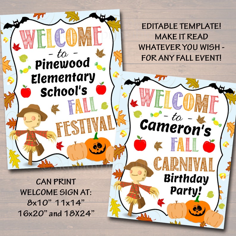 Editable Fall Festival Poster Set: Harvest Carnival Signs (digital ...