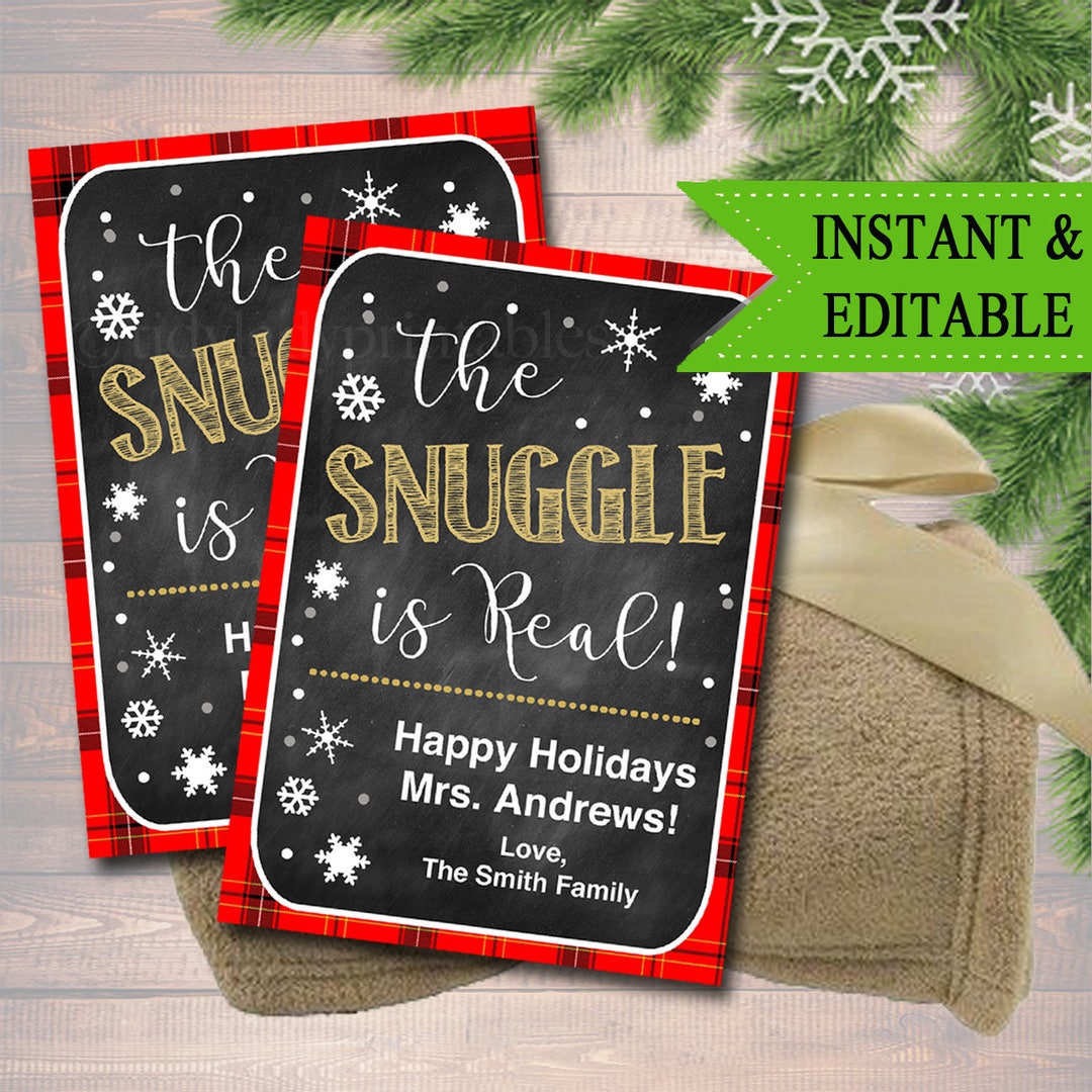 EDITABLE the Snuggle is Real Christmas Gift Tags, Secret Santa, Office