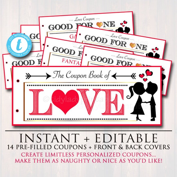 Buy EDITABLE Love Coupon Book, INSTANT DOWNLOAD, Printable Love Coupons,  Romantic Gift for Him, Sexy Valentine's Gift Spouse, Husband, Boyfriend  Online in India 