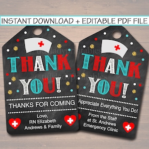 Printable Nurse Appreciation Thank You Gift Tags