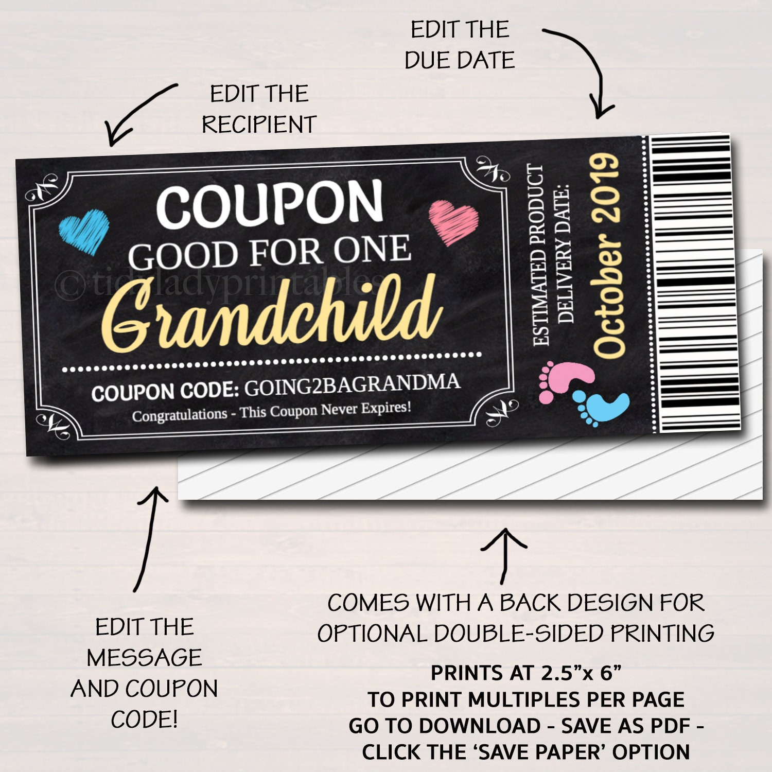 EDITABLE Pregnancy Announcement Coupons INSTANT DOWNLOAD Etsy Australia