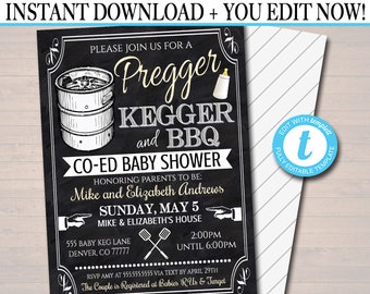 Invitación para baby shower de Pregger Kegger: BBQ Couples Shower (DESCARGA INSTANTÁNEA)