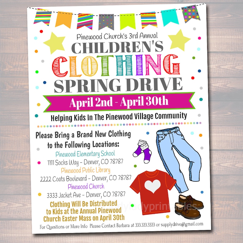EDITABLE Clothing Drive Flyer Printable PTA PTO Flyer School Etsy