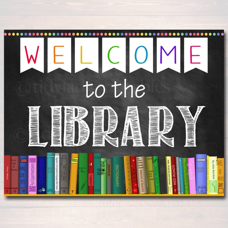 printable-welcome-library-school-sign-classroom-decor-school-etsy