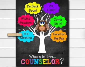 Where is the Counselor Door Sign, Classroom Decor, School Counselor Gifts, Office Door Hanger, Counselor Office Decor, Psychology Office