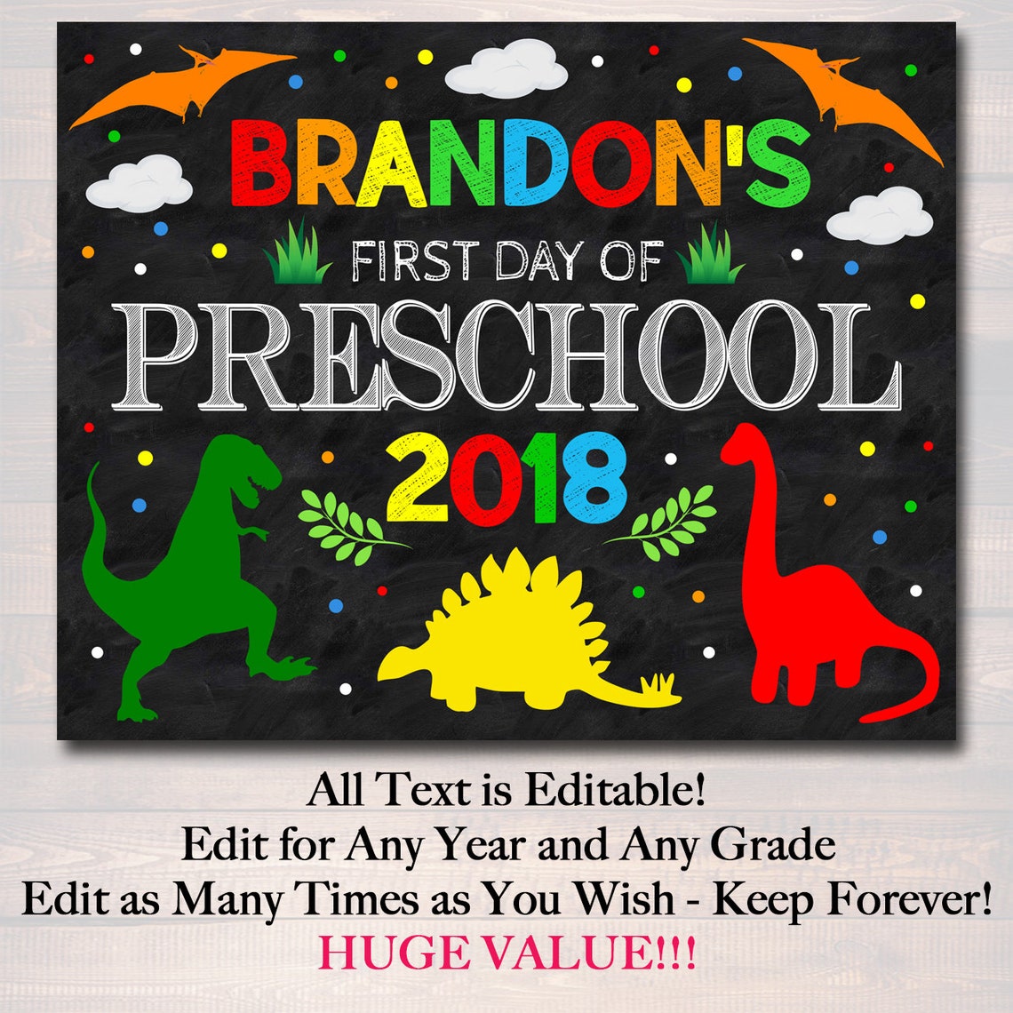 EDITABLE BOY Back to School Photo Prop Back to School | Etsy