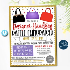 Geldbeutel Raffle Ticket Fundraiser Flyer, Designer Handtasche Raffle Fundraiser, Cash Tombola Flyer, Sport Fundraiser School pto pta Church Charity